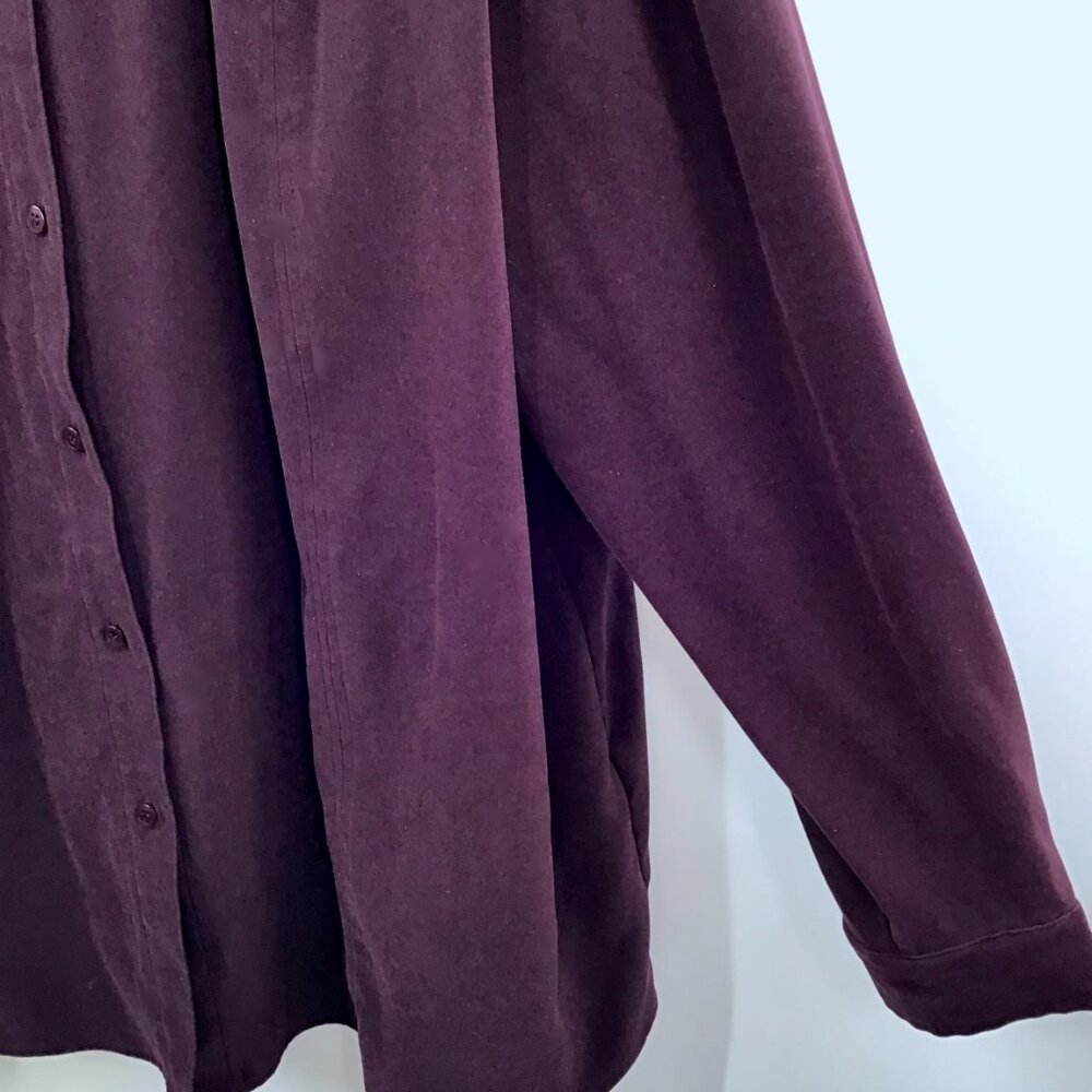 Vintage Bigshirt 3X Oversize Shirt Burgundy Moleskin Stretch Lycra Tunic Length - Picture 9 of 11